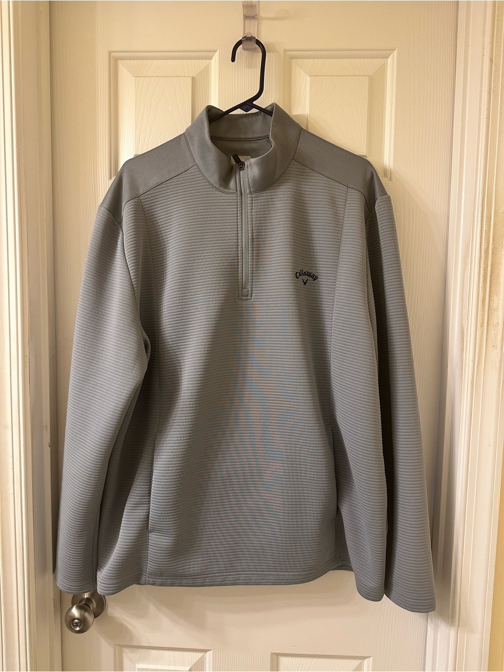 Callaway Opti Dri Men's Light Gray Quarter Zip Mock Neck Pullover Textured XL
